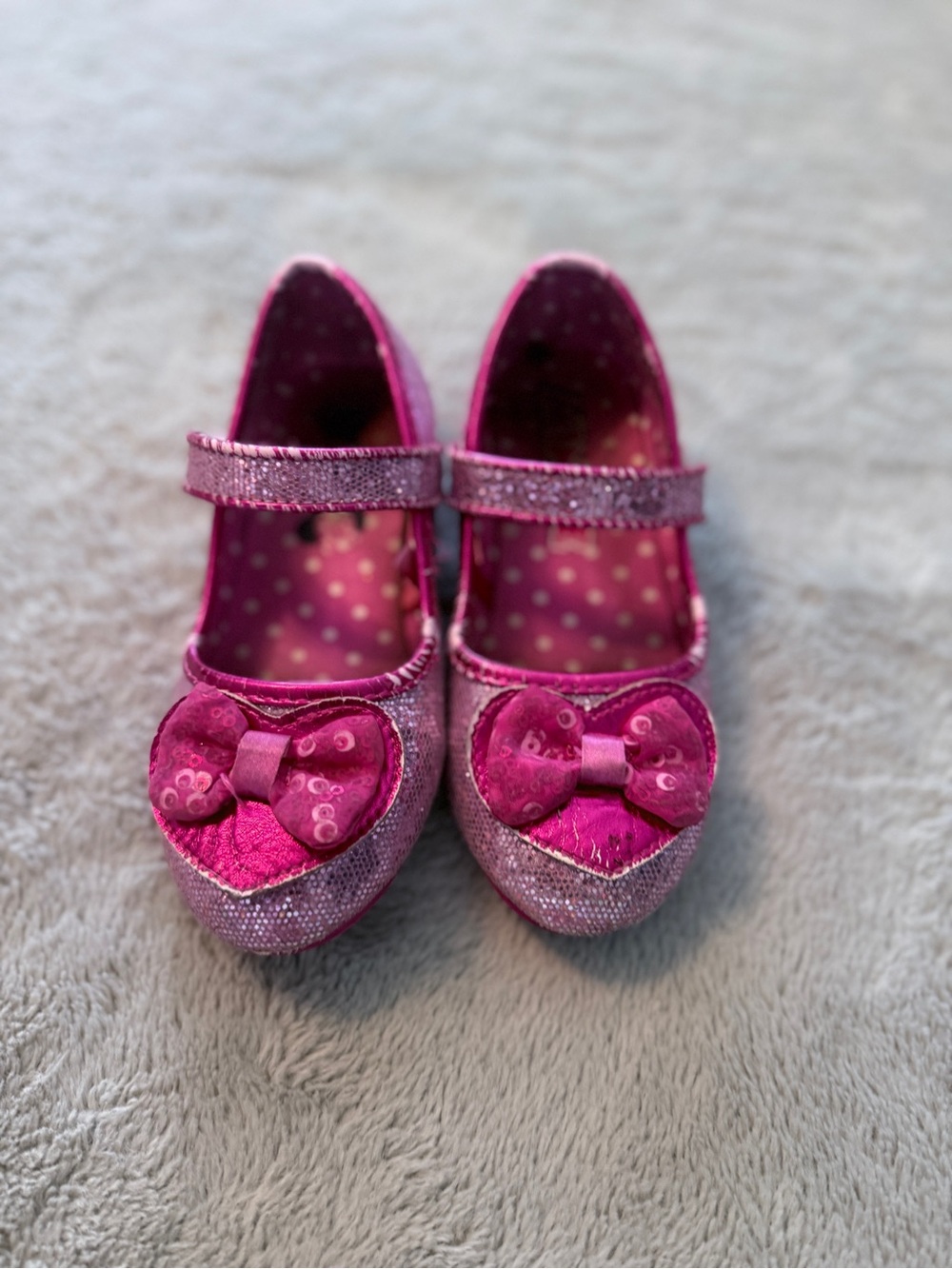 Disney Girls Pink Sparkle Mary Jane Shoes with Bow